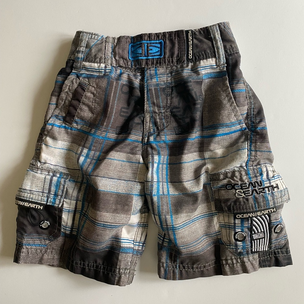 Ocean & Earth Plaid Cargo Board Swim Shorts
